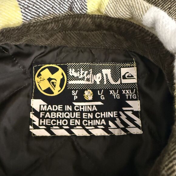 Quiksilver Men's Medium Yellow Check Button-Front Flannel Shirt Jacket Shacket - Picture 5 of 7